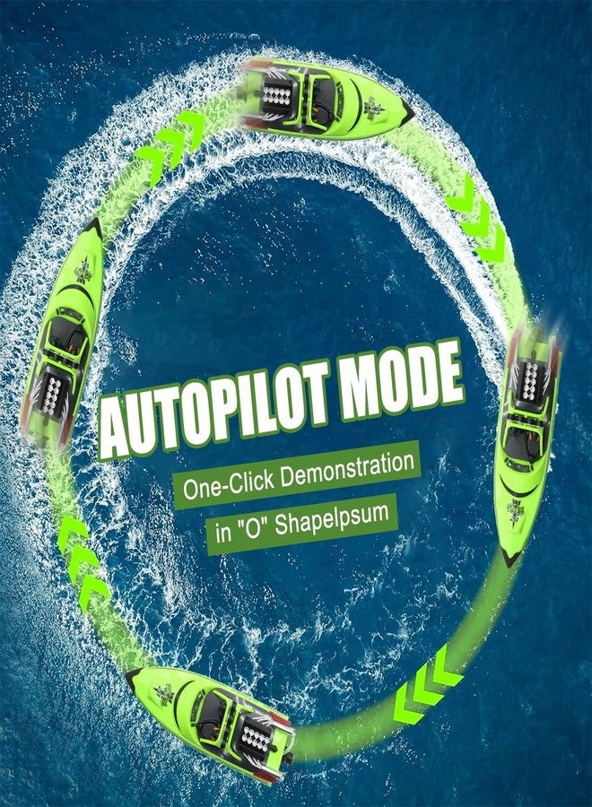 Hitish RC Boat for Kids Adults 2.4GHz Remote Control Boats with LED Light for Pool Lakes Water, 20MPH Fast Speed Racing Jet Boat, Boat Toy for Boys Girls, 2 Rechargeable Batteries 40+ Mins, Green - Image 3