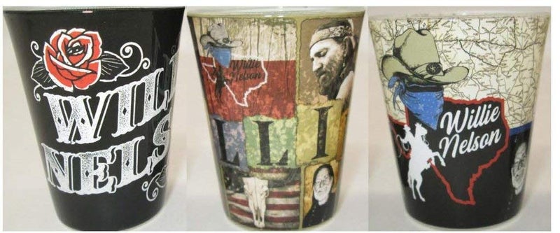 Midsouth Products Willie Nelson Shot Glasses - Set of 3 - Black & White and Always - Image 3