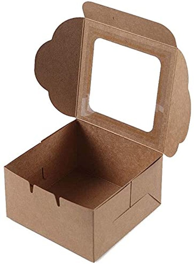 HOME REPUBLIC Paper Disposable Brownie Box, Pack of 25, Brown Mini Cake, 1 Pastry, Brownie, Donut, Muffin, Mithai, Macron, Pie Slice, Biscuits, Dry Fruits, Sweets, Souvenirs, Fast Food Box, - Image 2