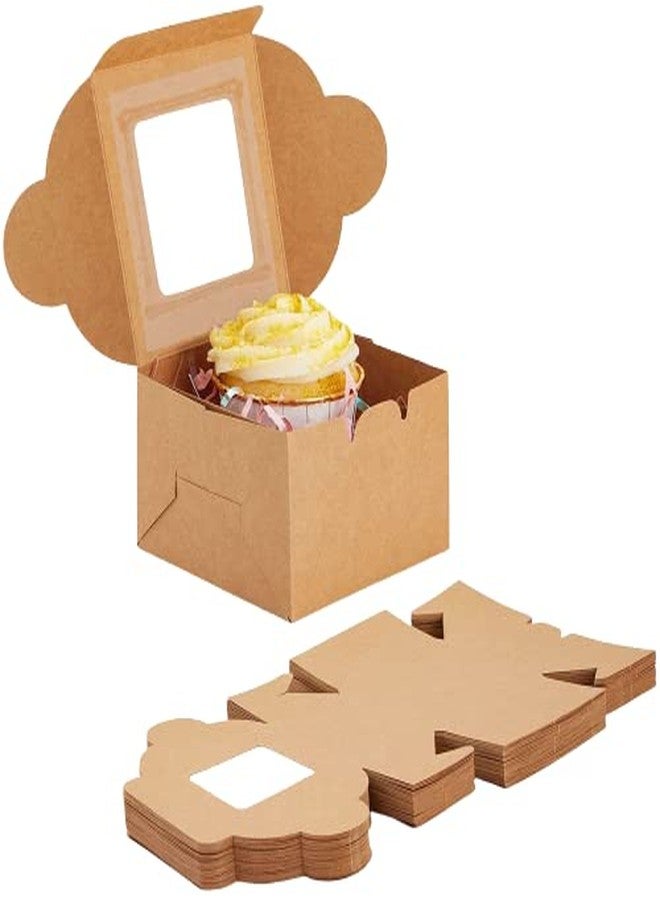HOME REPUBLIC Paper Disposable Brownie Box, Pack of 25, Brown Mini Cake, 1 Pastry, Brownie, Donut, Muffin, Mithai, Macron, Pie Slice, Biscuits, Dry Fruits, Sweets, Souvenirs, Fast Food Box, - Image 1
