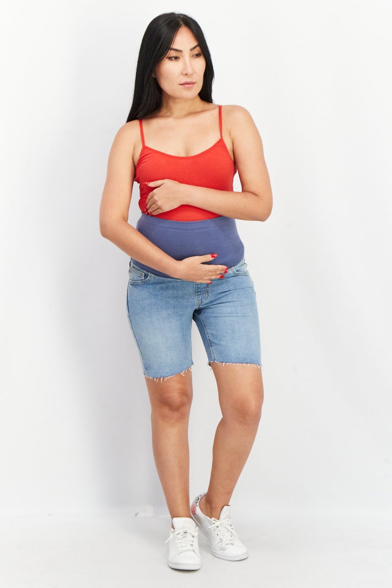 Cotton On Maternity Regular Fit Washed Denim Shorts, Blue - Image 4