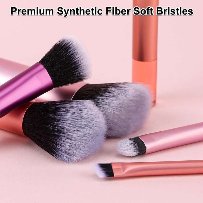Modiq Mini Travel Makeup Brush Set  10 Pcs Travel Friendly Brushes with Pouch Portable  Complete OntheGo Cosmetic Brush Kit for Effortless Flawless Makeup PurplePink - Image 4
