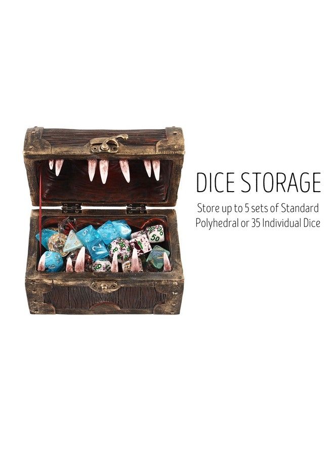 Forged Dice Co. Mimic Chest Dice Storage Box Container Holds Up To 5 Sets Of Polyhedral Dice Or 35 Individual Dice (Hand Painted) - Image 3