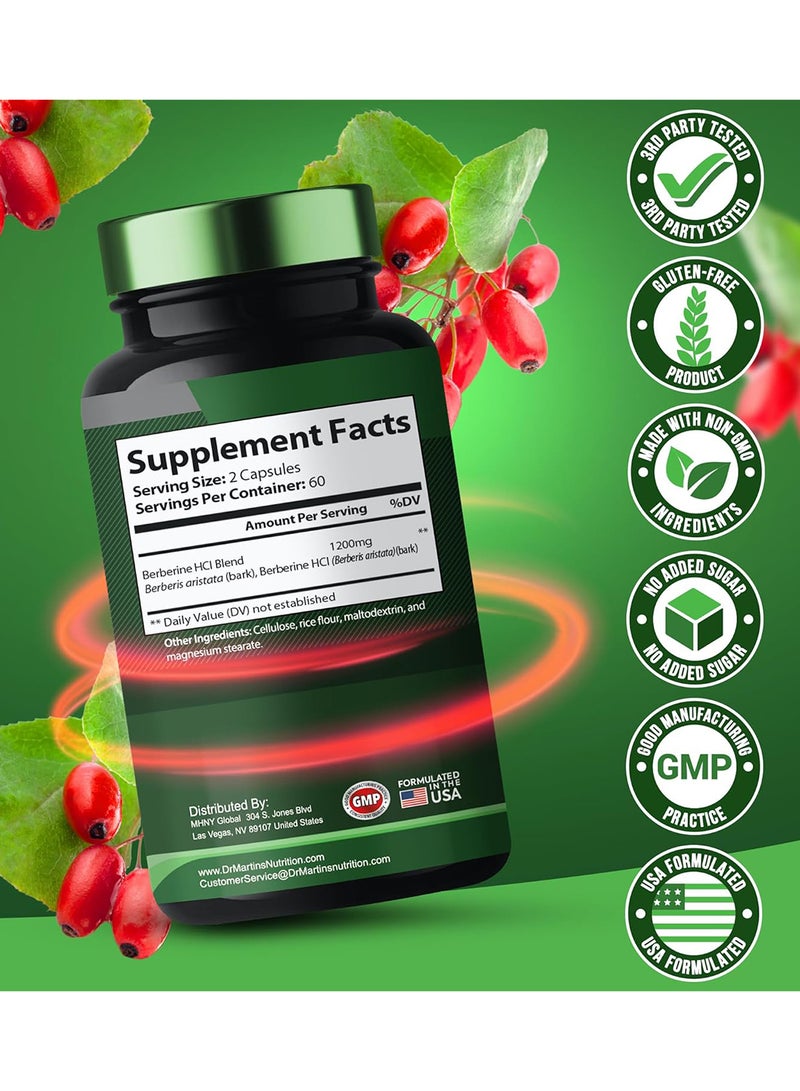 DR. MARTIN'S NUTRITION Potent 1200 Mg Berberine Supplement 120 Capsules - Image 4