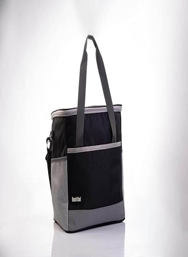 26L Padded Lunch Bag for Hot/Cold Food Storage with Adjustable Strap, Sleek Midnight Black Finish