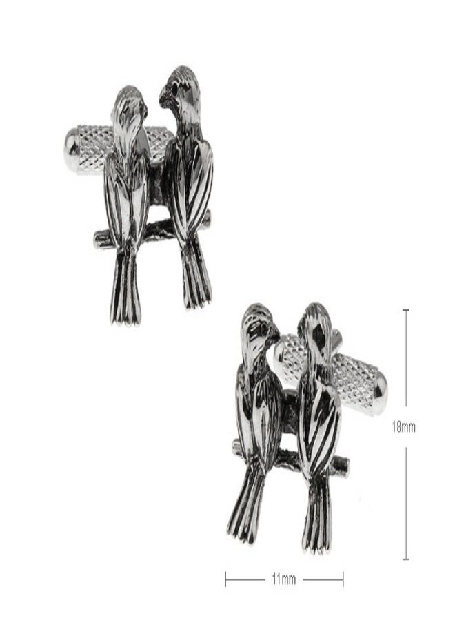 MRCUFF أزرار أكمام MRCUFF Love Birds Lovebirds لعيد الحب، زوج من أزرار الأكمام في علبة هدايا أنيقة مع قطعة قماش للتلميع - Image 2