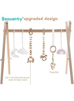 Gonice Wooden Baby Gym with 6 Hanging Toys Foldable Baby Play Gym Frame Activity Gym Hanging Bar Newborn Gift Baby Girl and Boy Gym，Baby Toys for Perfect 0-1.5 Years Baby (style1)  - Image 3