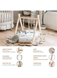 Gonice Wooden Baby Gym with 6 Hanging Toys Foldable Baby Play Gym Frame Activity Gym Hanging Bar Newborn Gift Baby Girl and Boy Gym，Baby Toys for Perfect 0-1.5 Years Baby (style1)  - Image 4