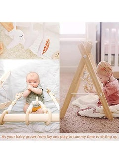 Gonice Wooden Baby Gym with 6 Hanging Toys Foldable Baby Play Gym Frame Activity Gym Hanging Bar Newborn Gift Baby Girl and Boy Gym，Baby Toys for Perfect 0-1.5 Years Baby (style1)  - Image 5