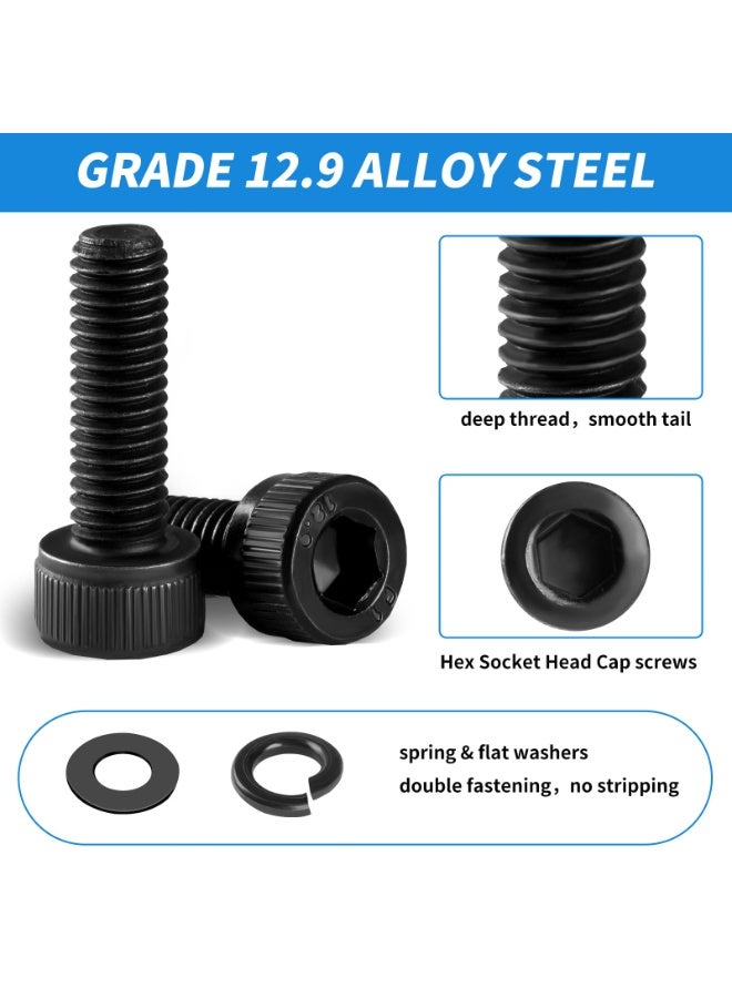 SANMUGEED 1760pcs M2 M3 M4 M5 Metric Screw Assortment, Grade 12.9 Alloy Steel Hex Socket Head Cap Bolts and Nuts Kit, Black Zinc Plated and Anti Rust Screw Set with 4 pcs Hex Wrenches - Image 3