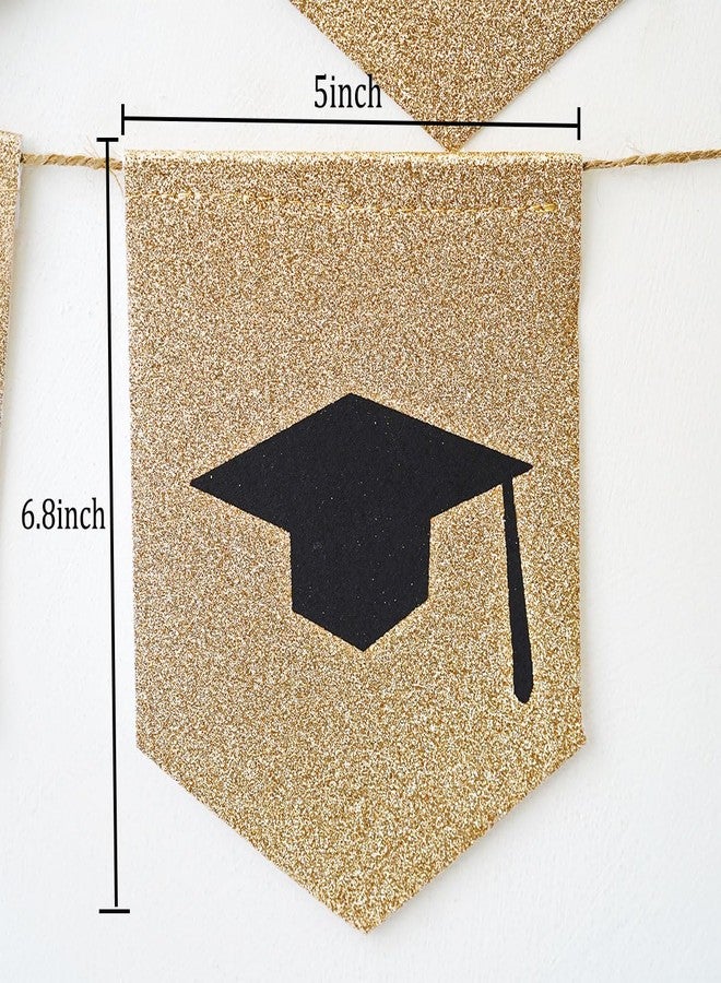 CROWNOS Congrats Grad Banner - Prestrung Fabric Gold Graduation Banner Sign for Congratulations Decorations - Image 4