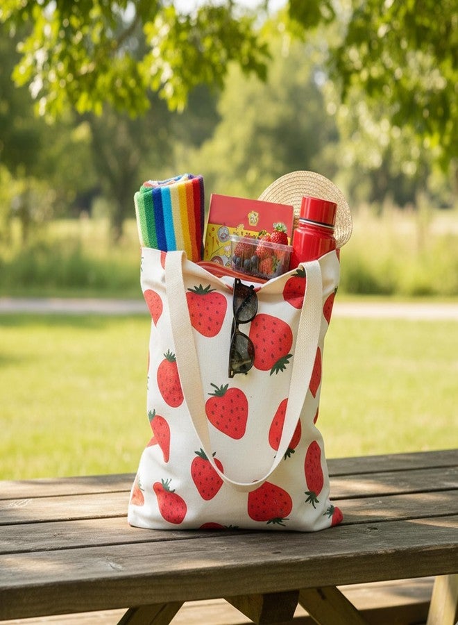 MOLOVA 1-100 Pack Available Premium Canvas Reusable Tote Gift Bags,Made of Natural Canvas with Handle,Work,DIY,Shopping, C1-red 1 Pack, Medium - Image 2