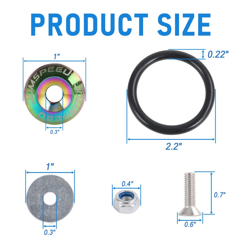 JDMSPEED Neo Chrome Universal CNC Billet Bumper Trunk Quick Release Fastener Kit - Image 4