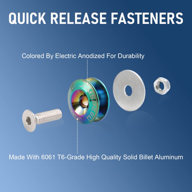 JDMSPEED Neo Chrome Universal CNC Billet Bumper Trunk Quick Release Fastener Kit - Image 2