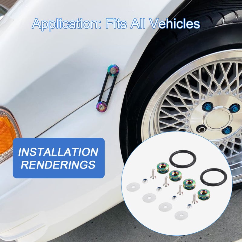 JDMSPEED Neo Chrome Universal CNC Billet Bumper Trunk Quick Release Fastener Kit - Image 3