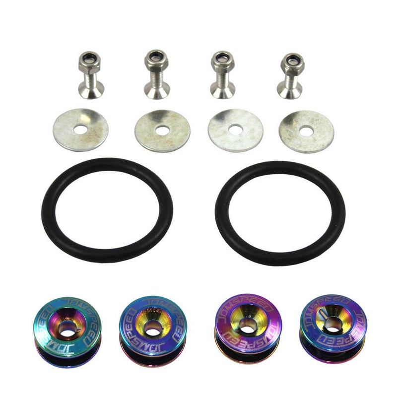JDMSPEED Neo Chrome Universal CNC Billet Bumper Trunk Quick Release Fastener Kit - Image 1