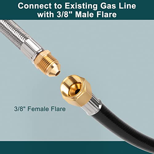 GASPRO خرطوم غاز برو 18 قدم لتمديد البروبان للأجهزة البروبان مع 3/8" أنثوي فليير، للسيارات الترفيهية، شواية الغاز، المدفأة، الموقد - Image 3