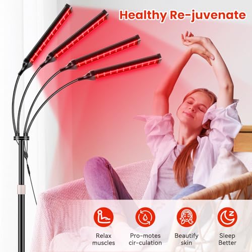 Viconor Red Light Therapy Lamp4 Head Infrared Light Therapy for Body Device with Adjustable Stand660nm Red Light850nm Near Infrared Light Therapy Device for FaceBodyPainSkin at Home - Image 5