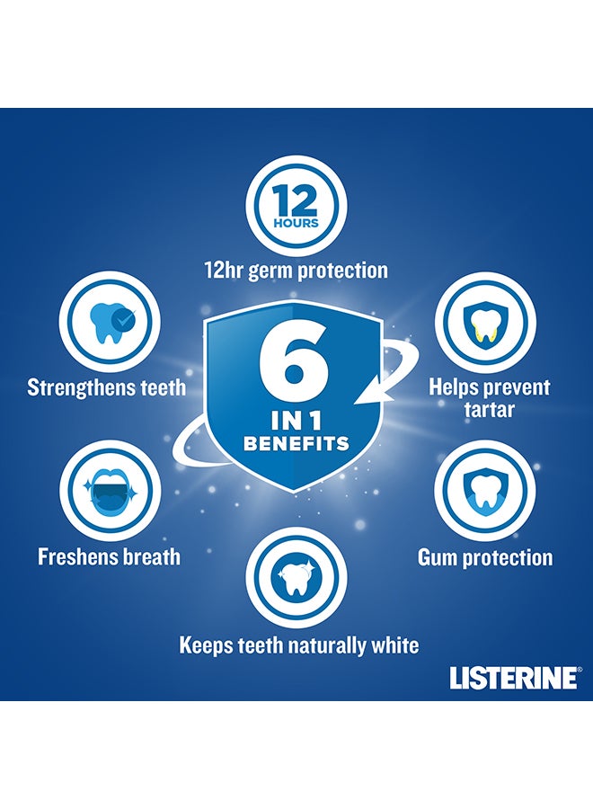 Listerine Total Care Tartar Protect 6 Benefit Fluoride Mouthwash For Naturally White Teeth 250ml - Image 4