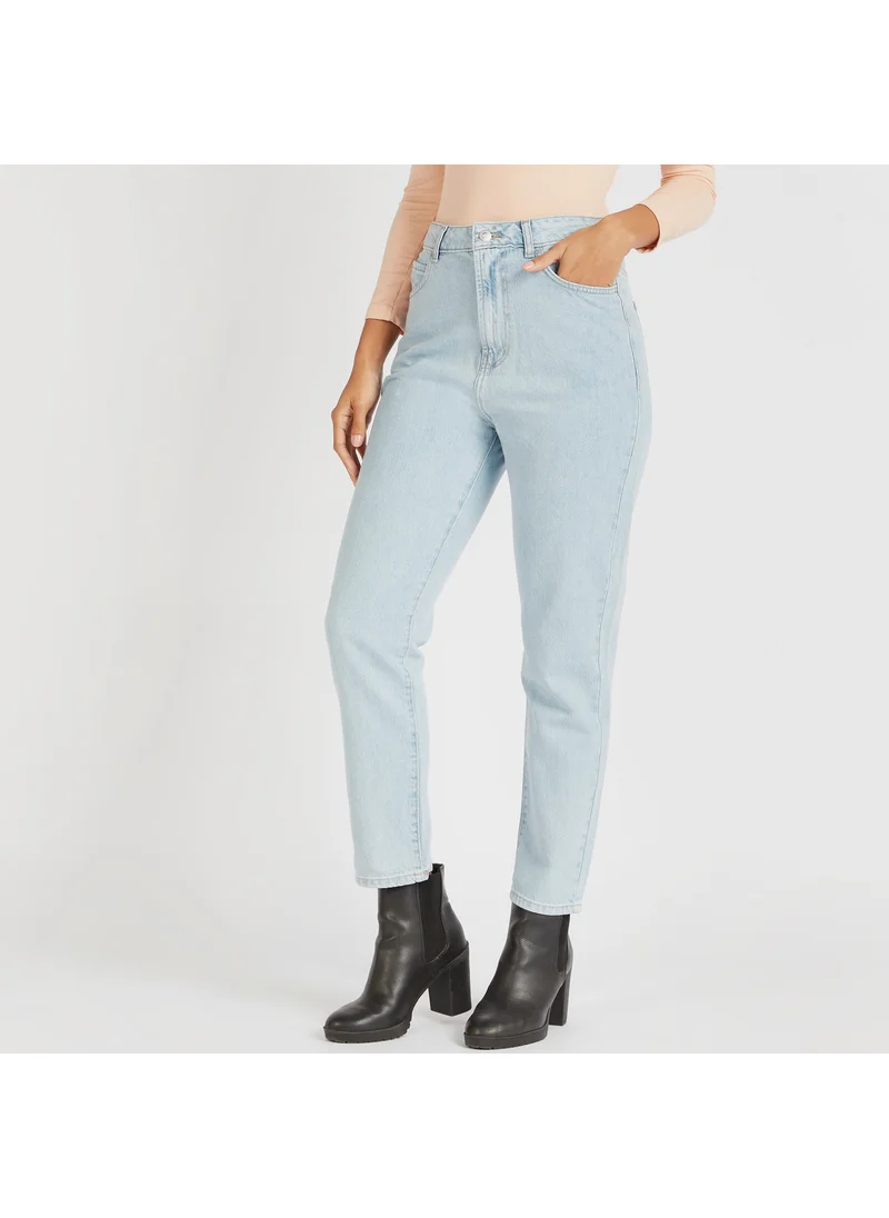 Lee Cooper Lee Cooper Mid-Rise Jeans with Pockets and Button Closure