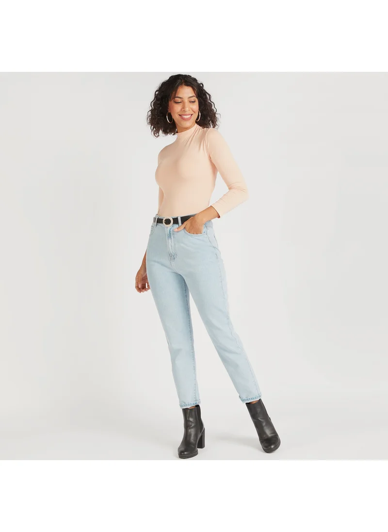 Lee Cooper Lee Cooper Mid-Rise Jeans with Pockets and Button Closure
