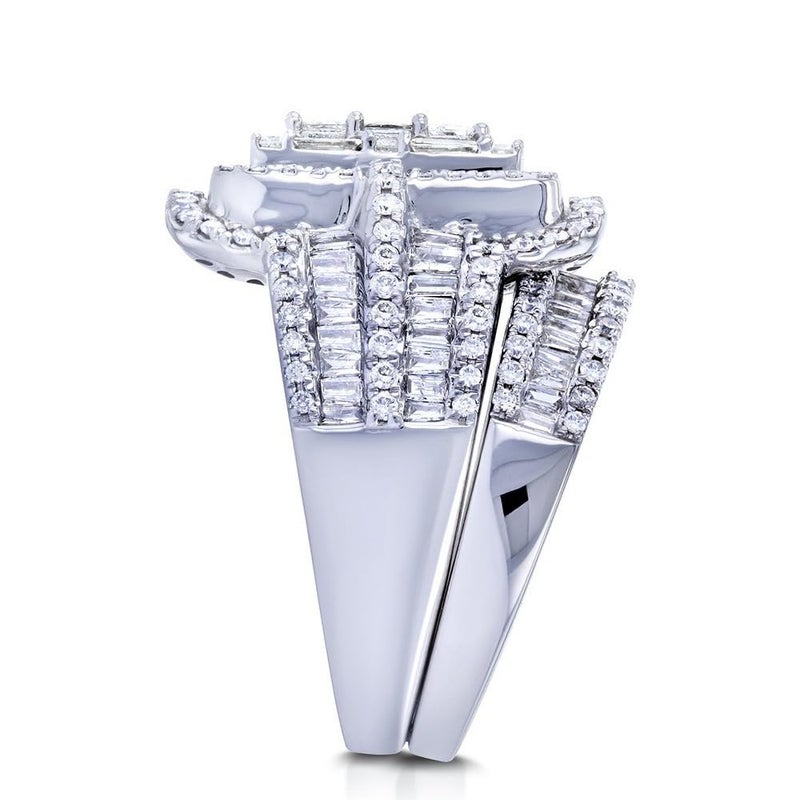 AZQ 925 Sterling Silver Shiny Full Diamond Gemstone Ring 18K Gold Cubic Zirconia Promise Rings CZ Diamond Multi Row Ring Eternity Engagement Wedding Band Ring Sets Z.41 (US Code 8) - Image 5