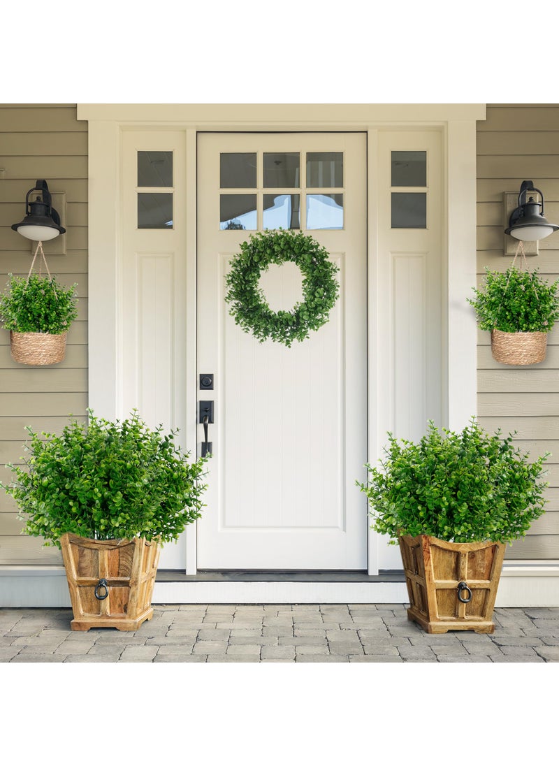 Sggvecsy Sggvecsy Artificial Flowers for Outdoors 24 Bundles UV Resistant Boxwood Shrubs Artificial Eucalyptus Fake Plants Faux Plastic Greenery for Farmhouse Garden Indoor Outdoor Home Wedding Decoration  - Image 2