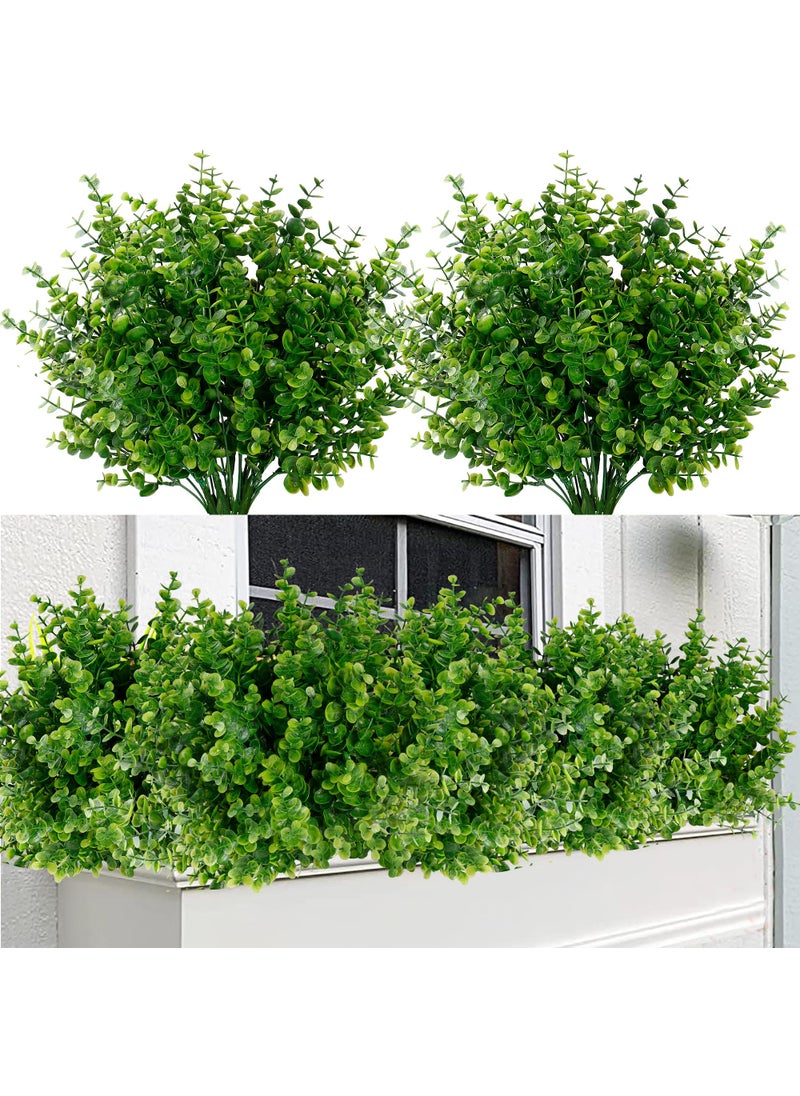 Sggvecsy Sggvecsy Artificial Flowers for Outdoors 24 Bundles UV Resistant Boxwood Shrubs Artificial Eucalyptus Fake Plants Faux Plastic Greenery for Farmhouse Garden Indoor Outdoor Home Wedding Decoration  - Image 1