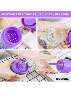 ECARES ECARES® Portable Blender Cup, Electric USB Juicer Blender, Mini Blender, For Shakes, Juices and Smoothies, 380ml, Six Blades Great for Mixing, Lightweight, Convenient, for Kitchen, Home, Travel.  - Image 2