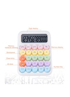 Excefore Mechanical Switch Calculator, Colorful Candy Calculator,12 Digit Desk Calculator Extra Large LCD Display, Suitable for Daily and Basic Office (White)  - Image 5