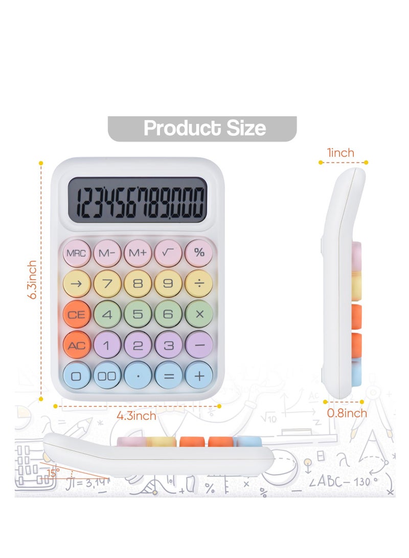 Excefore Mechanical Switch Calculator, Colorful Candy Calculator,12 Digit Desk Calculator Extra Large LCD Display, Suitable for Daily and Basic Office (White) - Image 3