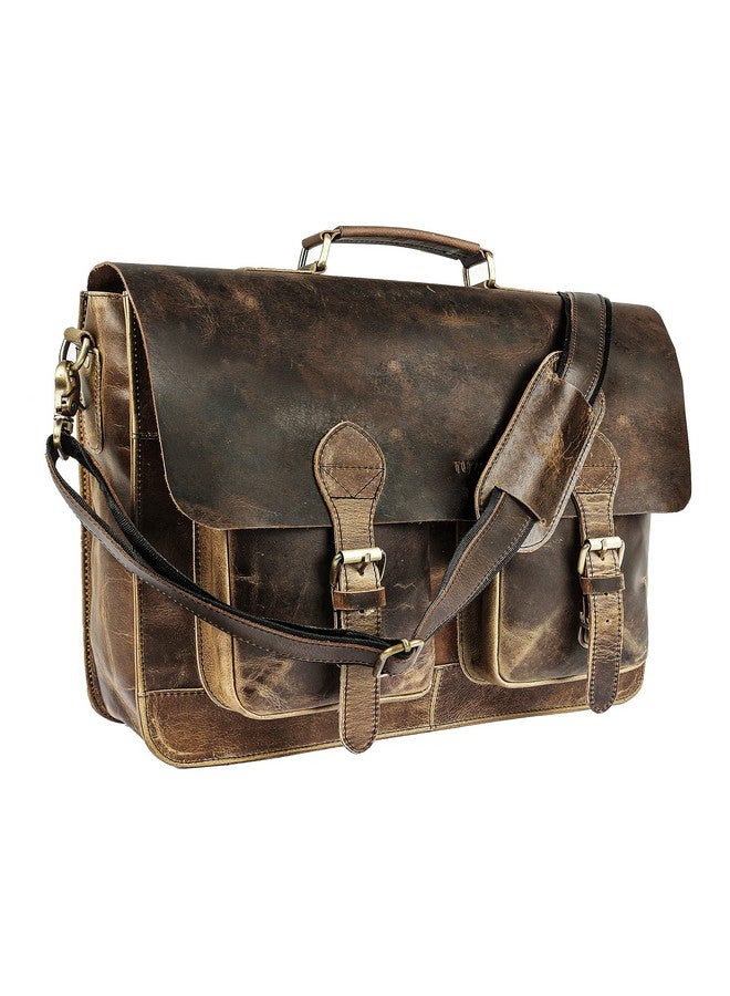 Tuzech Vintage Retro Buffalo Leather Briefcase (15") - Image 1
