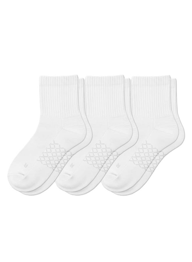 Elementa Mid-Length Comfort Socks 3 Pairs with Arch Support and Peppermint Oil Technology – Soft Breathable Everyday Socks - White - Image 1