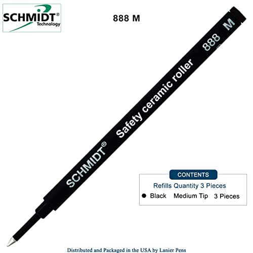 Schmidt عبوة 3 - إعادة تعبئة قلم رولر بول أسود متوسط 888 من شميت - Image 2