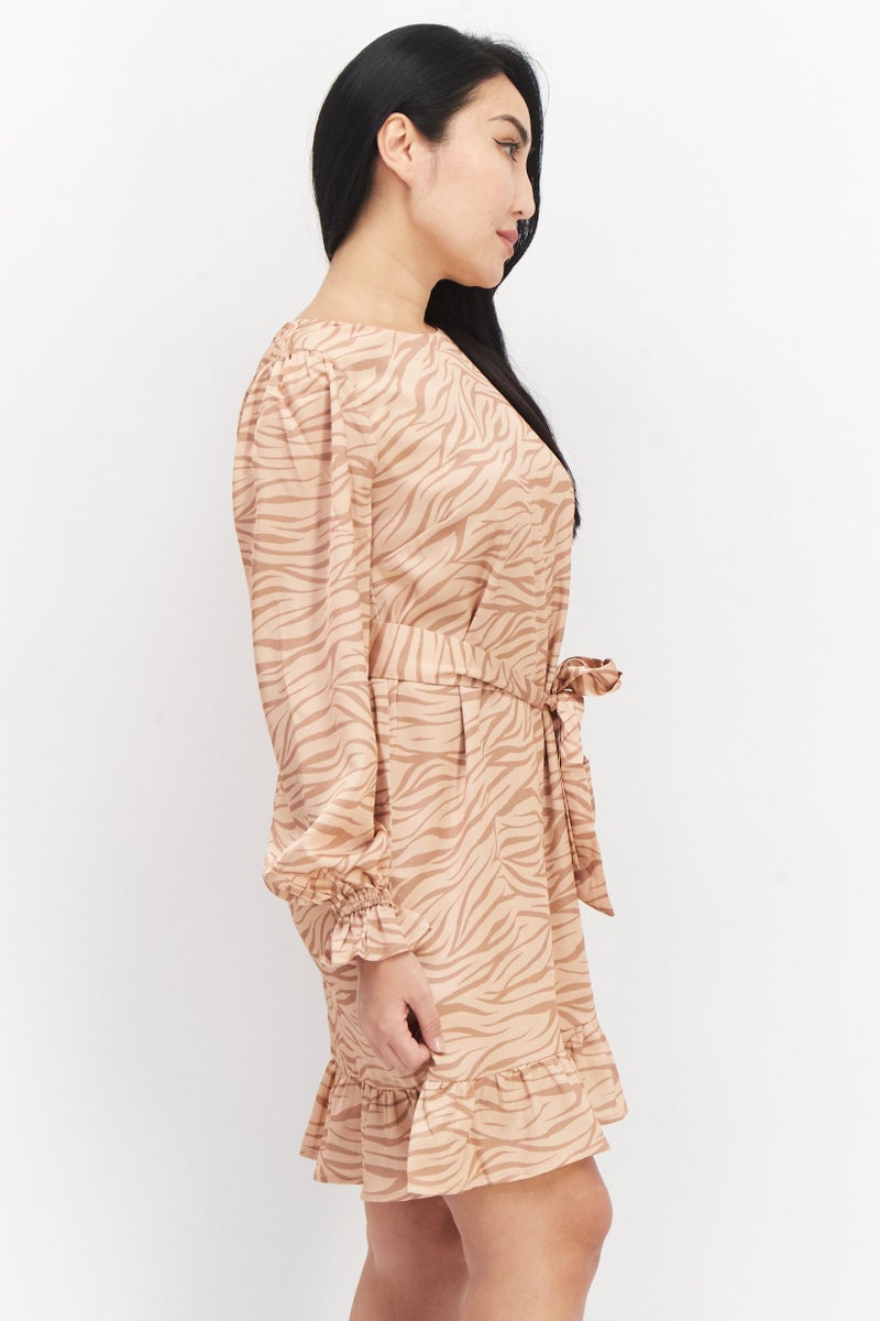 Lost + Wander Women Allover Print Mini Dress, Tan - Image 3