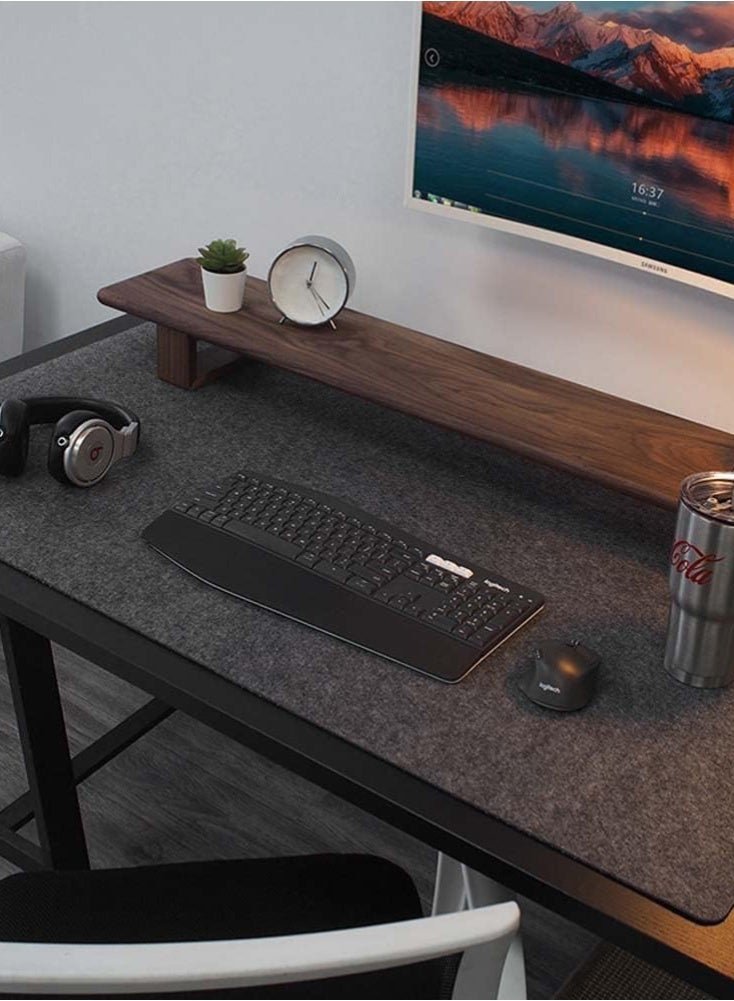 MAOGEDA Large Multifunctional Gray Felt Desk Mat 90x40cm Non-Slip Waterproof Extended Gaming Mouse Pad Office Desk Protector for Home and Office Use - Image 1