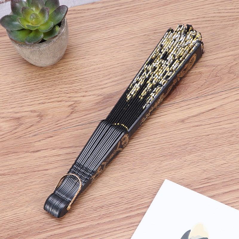 Black Color Chinese Style Sequins Fan Vintage Folding Hand Fans Embroidered Handheld Fan - Image 1