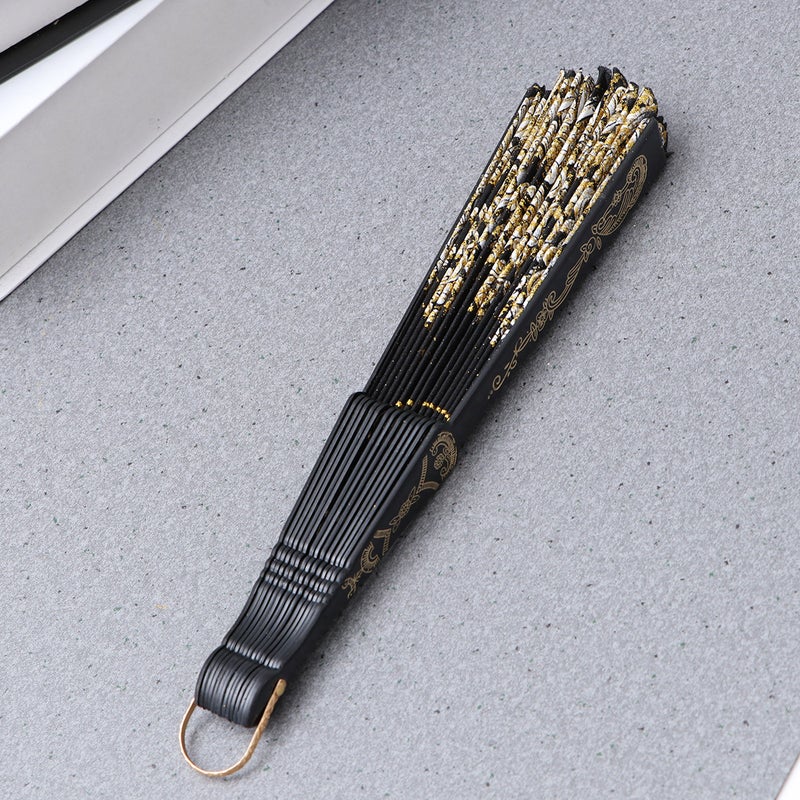 Black Color Chinese Style Sequins Fan Vintage Folding Hand Fans Embroidered Handheld Fan - Image 5