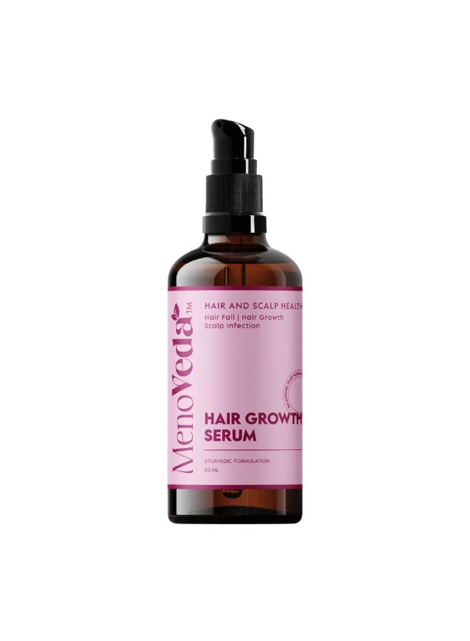 Menoveda 100% Ayurvedic Hair Growth Serum For Women & Men | Manages Hair Fall | Controls Dandruff | Increases Hair Density | Promotes New Growth | Nourishes From Root To Tip | Improves Scalp Health - 50 ml - Image 1