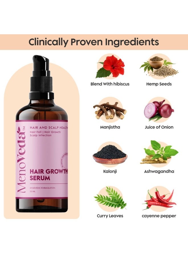 Menoveda 100% Ayurvedic Hair Growth Serum For Women & Men | Manages Hair Fall | Controls Dandruff | Increases Hair Density | Promotes New Growth | Nourishes From Root To Tip | Improves Scalp Health - 50 ml - Image 3