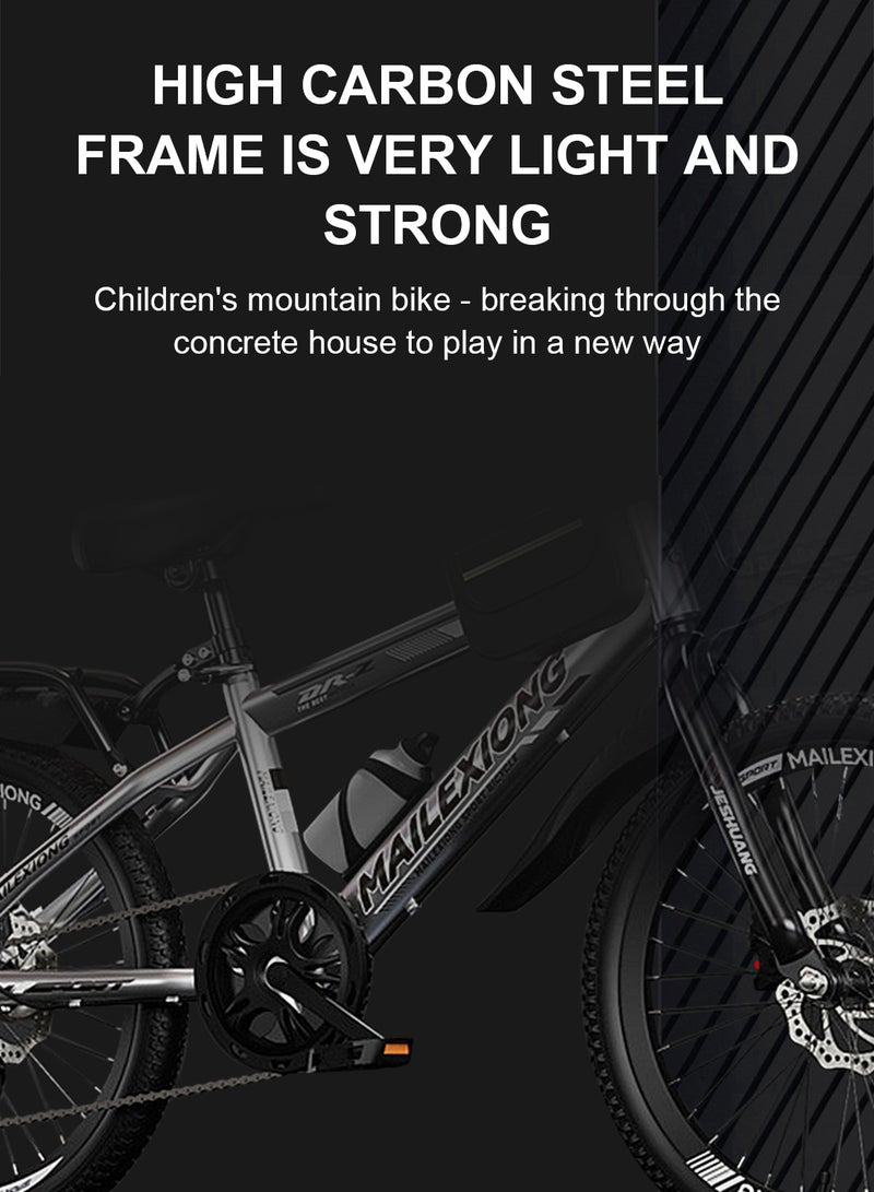 JRSHUANG Kids Bike 22 Inch, 7 Speed Dual Disc Brake Bicycle with Passengers Rear Seat Adjustable Seat and Basket, Kids Road Bike for 6-18 Years Boys and Girlsi - Image 2