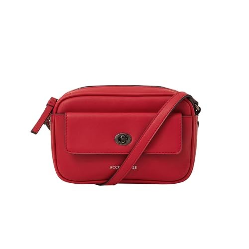 Accessorize London Women's Red Twist Lock Pocket Sling Bag with Adjustable Strap | Ladies Purse Handbag - Image 1