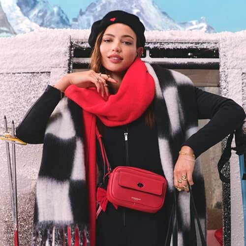 Accessorize London Women's Red Twist Lock Pocket Sling Bag with Adjustable Strap | Ladies Purse Handbag - Image 2