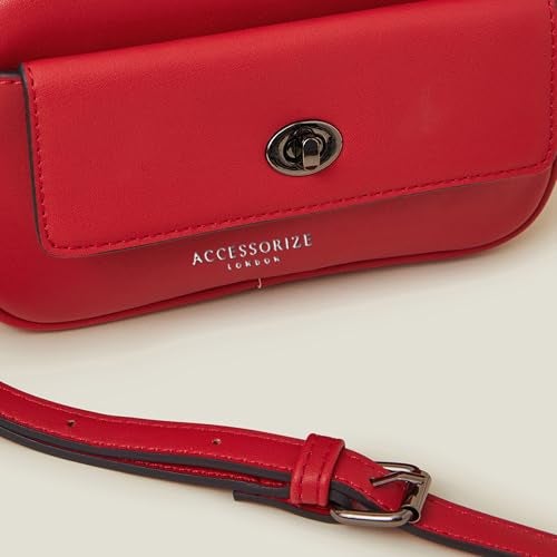 Accessorize London Women's Red Twist Lock Pocket Sling Bag with Adjustable Strap | Ladies Purse Handbag - Image 5