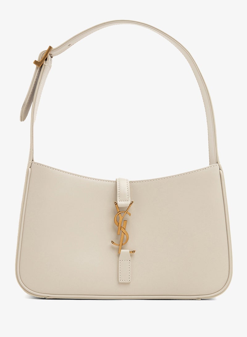 Yves Saint Laurent Le 5 À 7 Women's Leather Hobo Shoulder Bag with YSL Hook – White - Image 1