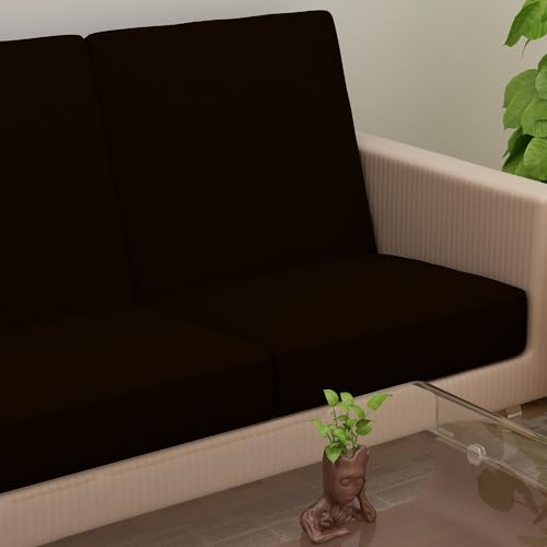 DREAM KING Terry Polycotton Sofa Seat Protector | Flexible | Elastic Stretchable | Sofa Cover | Sofa Protector Five Seater | Color- Coffee (Size: 23 inch X 23 inch) Pack of 10 - Image 3