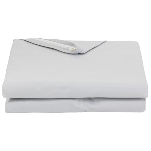 FULI 100% Cotton Zippered Futon Cover, Japanese Futon Mattress Cover, Shikibuton, Made in Japan (Full, Gray) - Image 1