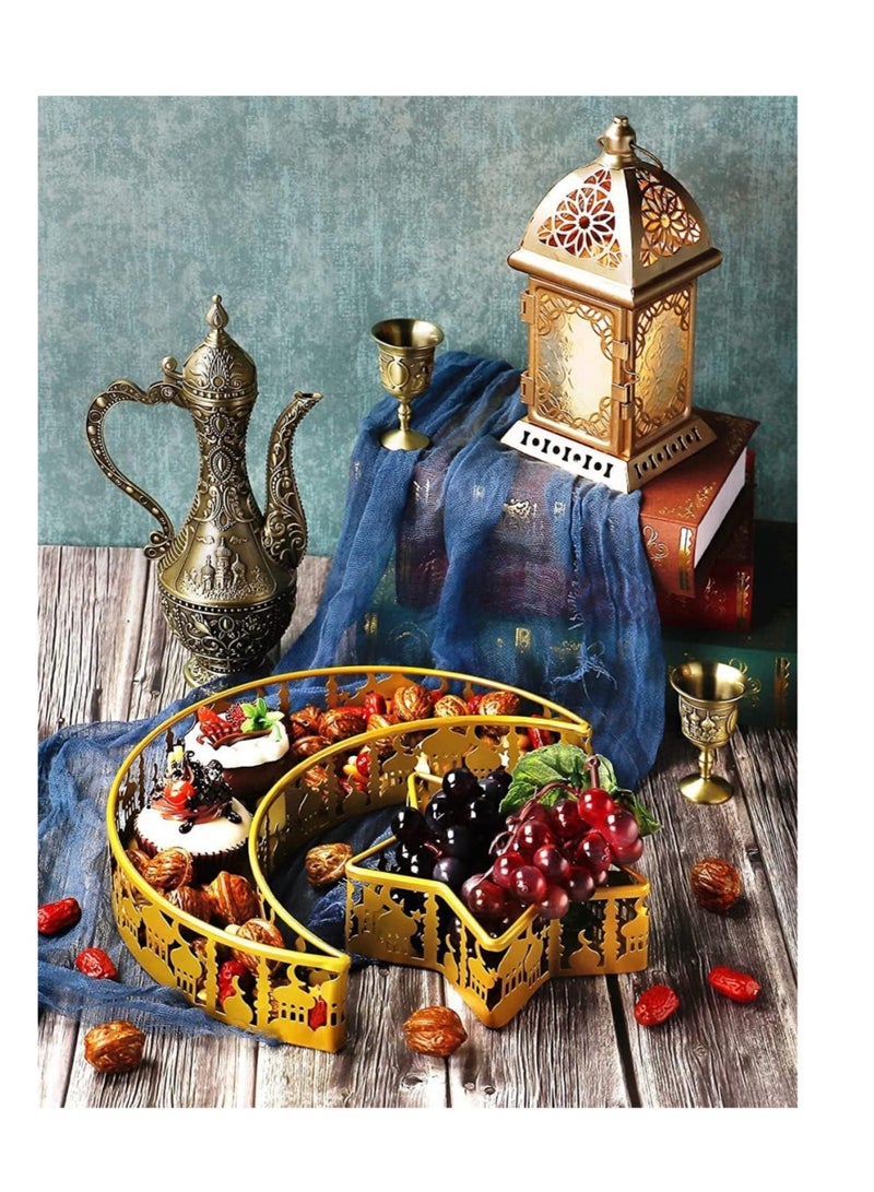 كوول تشيك مجموعة طبق رمضان، 2 قطعة، طبق طعام القمر والنجوم، موسم الفطر المبارك، أدوات مائدة، حاويات للحلويات/الشوكولاتة/تمر، زينة منزلية. - Image 2