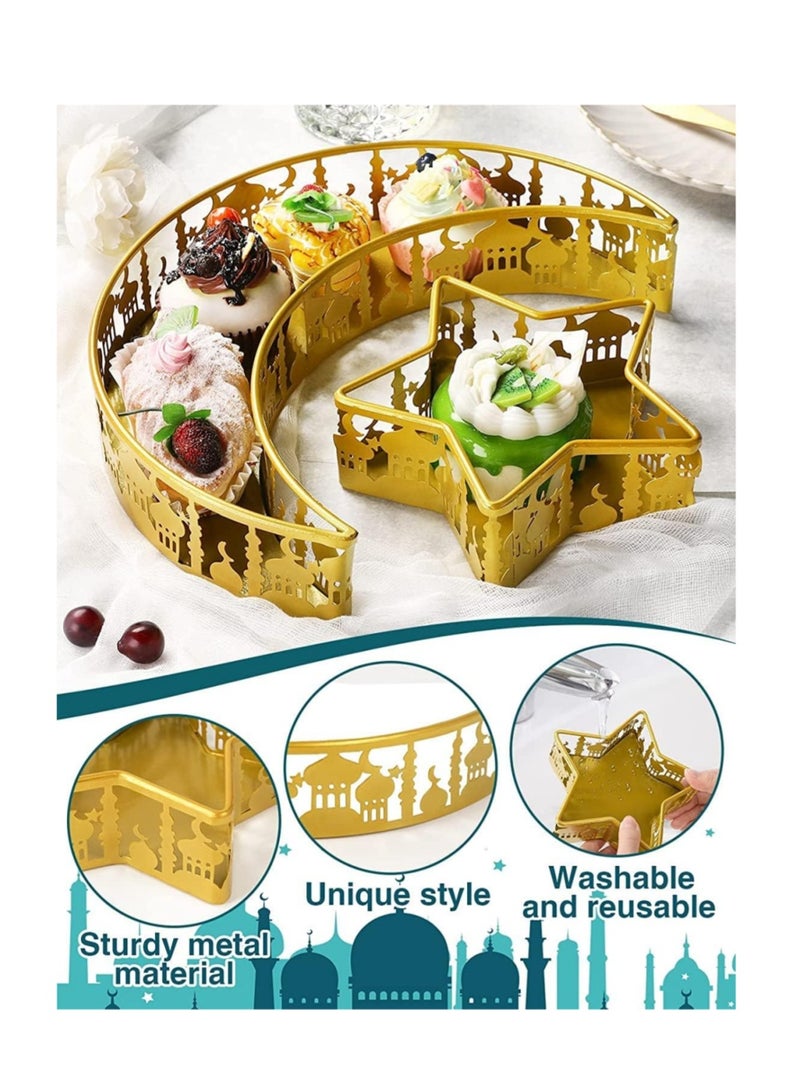 كوول تشيك مجموعة طبق رمضان، 2 قطعة، طبق طعام القمر والنجوم، موسم الفطر المبارك، أدوات مائدة، حاويات للحلويات/الشوكولاتة/تمر، زينة منزلية. - Image 3