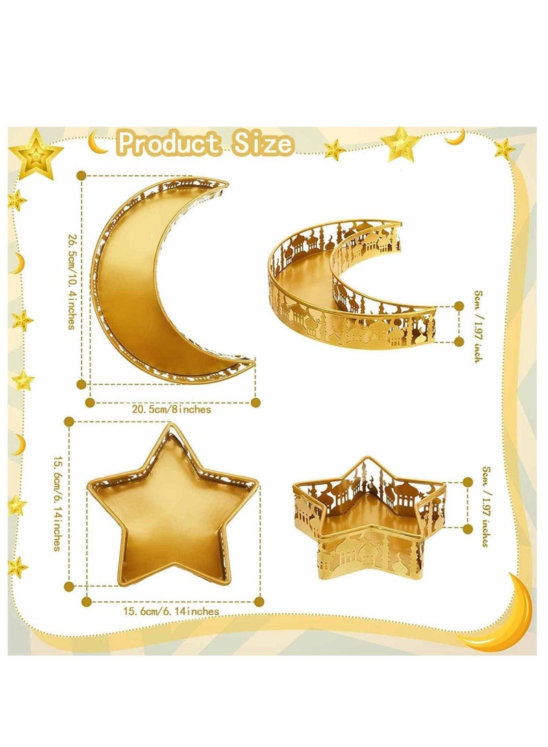 كوول تشيك مجموعة طبق رمضان، 2 قطعة، طبق طعام القمر والنجوم، موسم الفطر المبارك، أدوات مائدة، حاويات للحلويات/الشوكولاتة/تمر، زينة منزلية. - Image 4